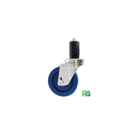 3x1-1/4 Swivel Caster, Blue Solid Polyurethane Wheel, 1-3/16 Ex